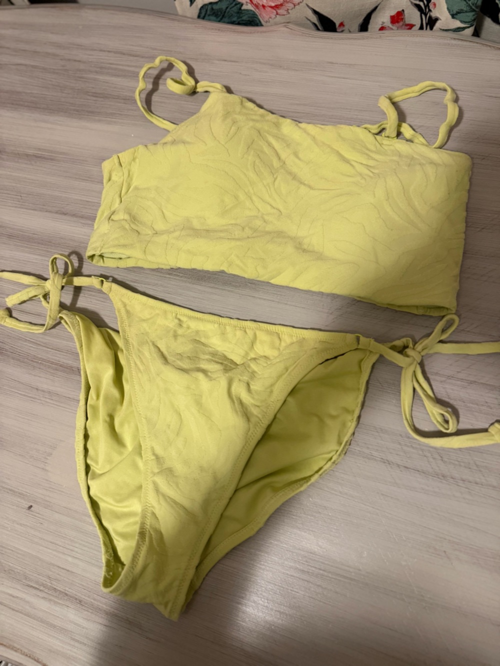 Old Navy Lemon-Lime Zebra Bandeau Bikini Set
